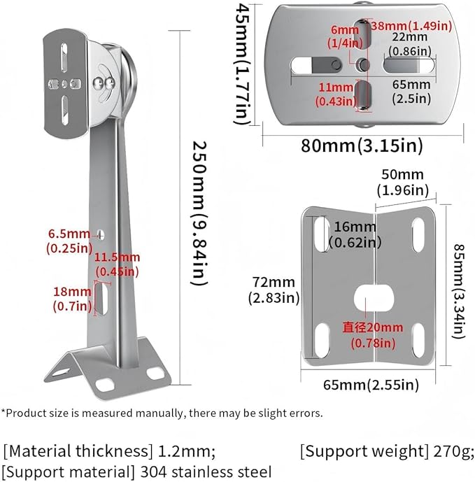 ZT-NET Security Camera Corner Pole Mounting Bracket Stainless Steel Mount