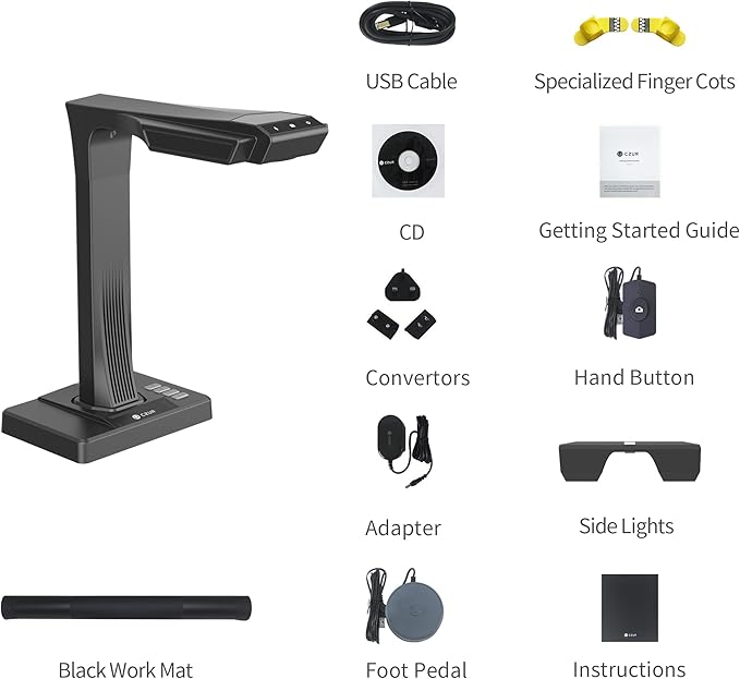 CZUR ET24 Pro Professional Book Scanner, 24MP Document Camera, 3rd Gen