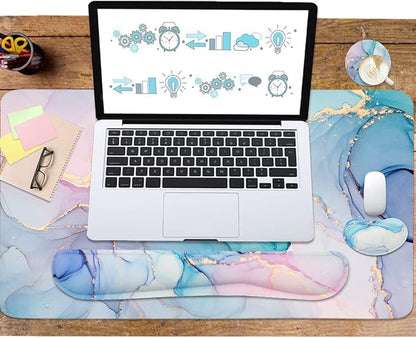 Large Mouse Pad Desk Dad, 4-in-1 Keyboard Wrist Rest Pad & Wrist Support Mouse