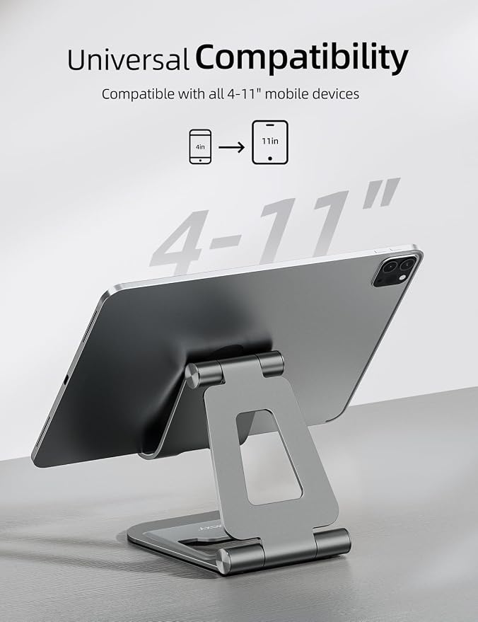 Nulaxy Aluminum Dual Foldable iPad Stand, Fully Adjustable Desktop Tablet Holder