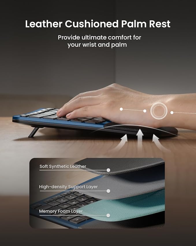 ProtoArc Ergonomic Wireless Keyboard Mouse, EKM01 Plus Full Size Ergo Bluetooth