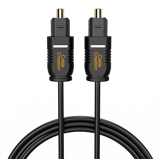 CableCreation Optical Digital Audio Cable 3.3FT, Thin Fiber Optic Toslink Gold