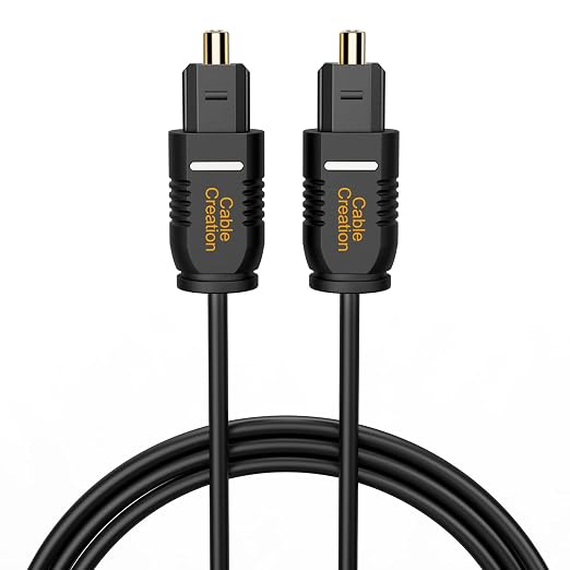 CableCreation Optical Digital Audio Cable 6FT, Slim Fiber Optic Toslink Gold