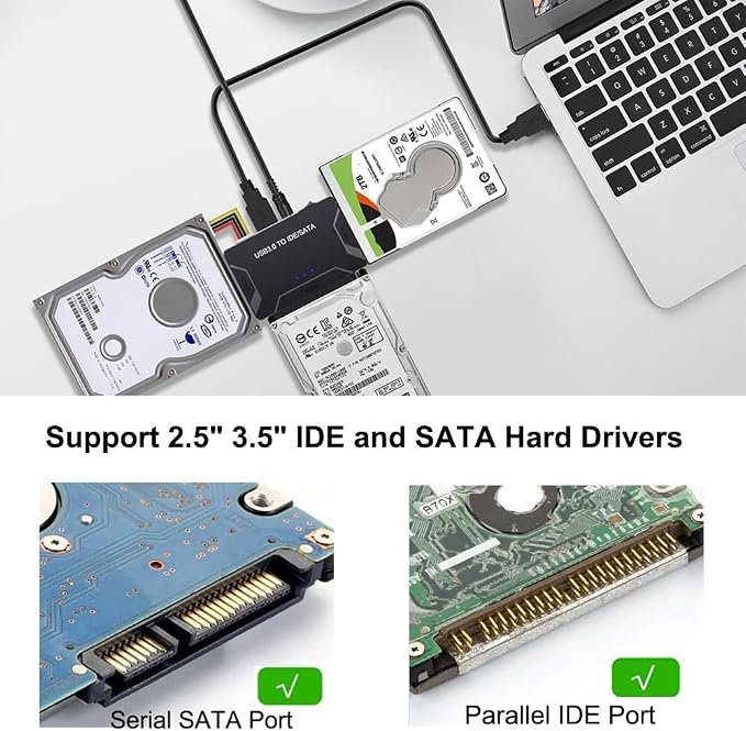 USB 3.0 to SATA IDE Adapter, Hard Drive Reader External Ultra Recovery