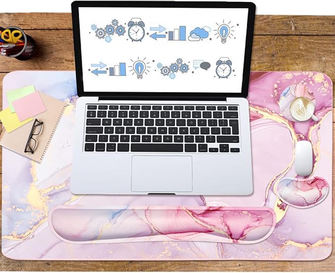Keyboard Mouse Pad Set, Extended Mouse Pad+Keyboard Wrist Rest Support