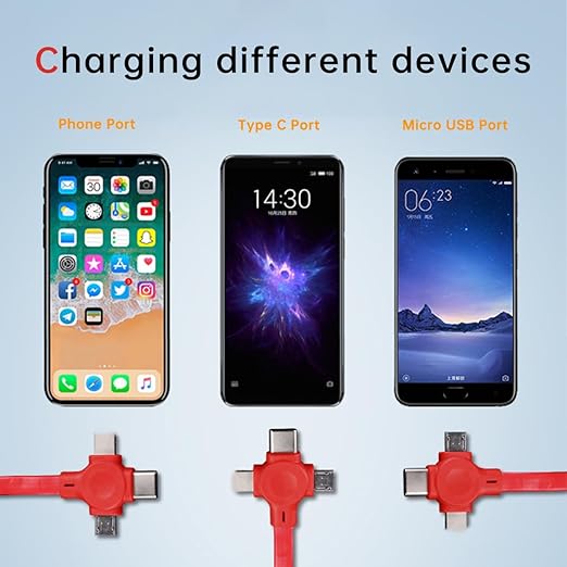 6 Pcs 3 in 1 Retractable Multi Chargers Cable
