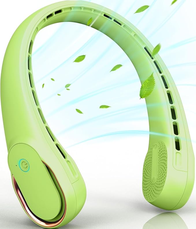 FrSara Bladeless Portable Neck Fan, 360° Surround Wind, Ultra-Quiet, USB