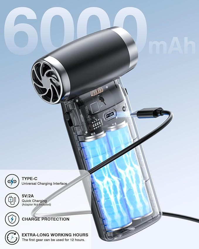 Electric Compressed Air Duster Cordless: 60 MPH High Wind Speed Mini Air Blower