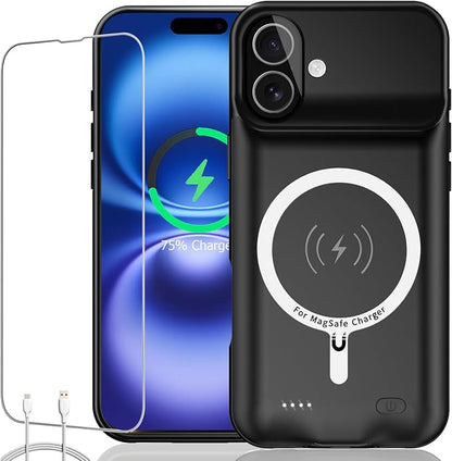 Battery Case for iPhone 16, Upgraded 10000mAh Ultra-Slim Rechargeable Portable