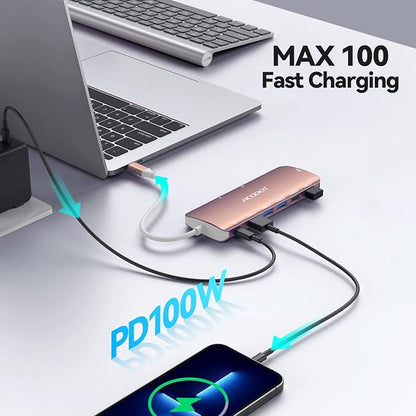 Acodot 9 in 1 USB C to 4K@60HZ HDMI Multiport Adapter, 3 USB 3.0 Ports