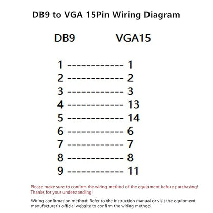 DB9 Female to VGA Female 15Pin Three-Row Signal Transmission Cable, VGA to DB9