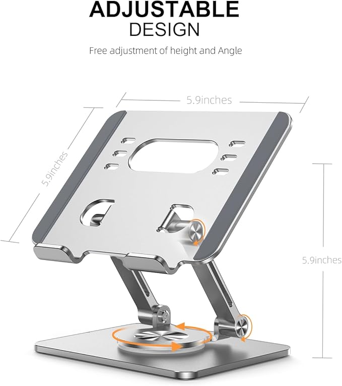 Tablet Stand Holder with Thickened 360°Rotating Base Dual Rod Adjustable