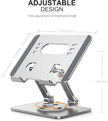 Tablet Stand Holder with Thickened 360°Rotating Base Dual Rod Adjustable