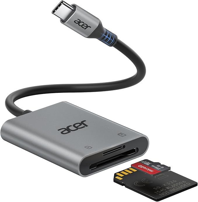 Acer SD Card Reader USB C, Dual Slots Type C to Memory Card Reader, Aluminum