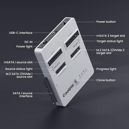 CR311 3-in-1 SSD Cloner, USB3.2 Gen2*2 M.2 Reader, Supports M.2 NVMe/SATA