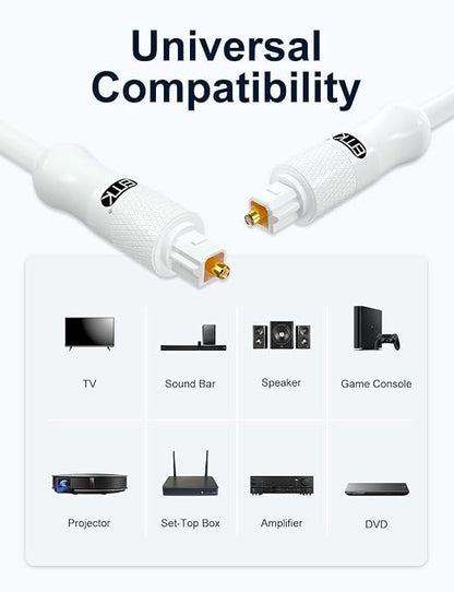 EMK White Optical Audio Cable