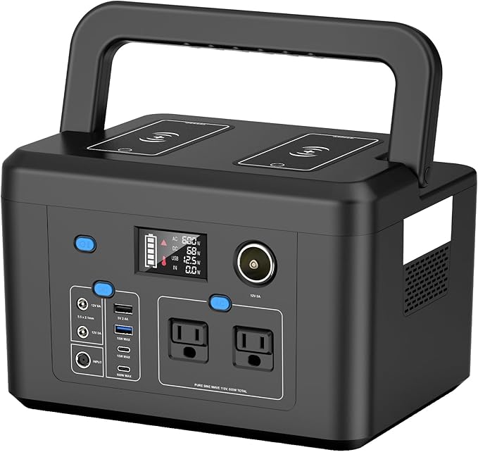 Portable Power Station 600W, Powkey 296Wh Battery Backup