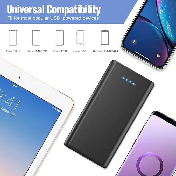 Portable Charger Power Bank 25, 5V/3A USB C in&Out Fast Phone Charging