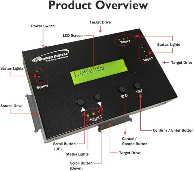 Vinpower 1 to 3 SATA 2.5" & 3.5" Hard Disk Drive/Solid State Drive Clone