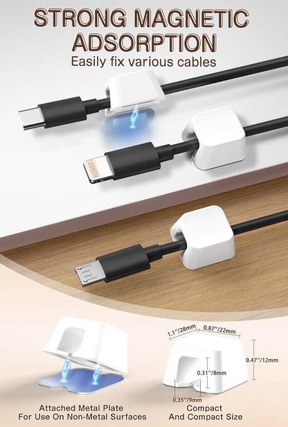 Maveek Magnetic Cable Clips, 5 Pack Square Cord Organizer