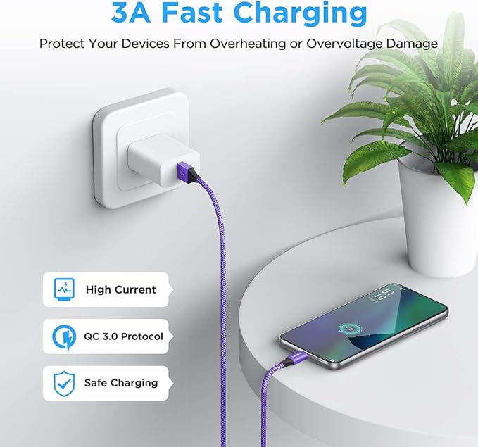 etguuds 6.6ft USB A to USB C Cable 3A Fast Charging,