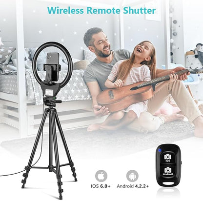 Sensyne 10'' Ring Light with 50'' Extendable Tripod Stand, LED Circle Lights