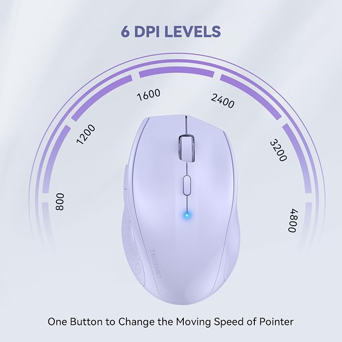 TECKNET Bluetooth Mouse, 4800 DPI Wireless Mouse, 2-Year Battery 6 Adjustable