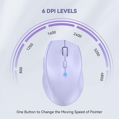 TECKNET Bluetooth Mouse, 4800 DPI Wireless Mouse, 2-Year Battery 6 Adjustable