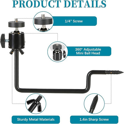 Trail Camera Mount, Hunting Accessories, 360° Adjustable Tree Screw Mounting