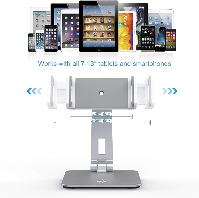 KABCON Tablet Stand Holder, Tightness Adjustable Multi-Angle Foldable Eye-Level