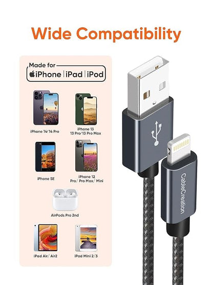 CableCreation Short iPhone Charger Cable 0.5FT/0.15m, USB A to Lightning Cable