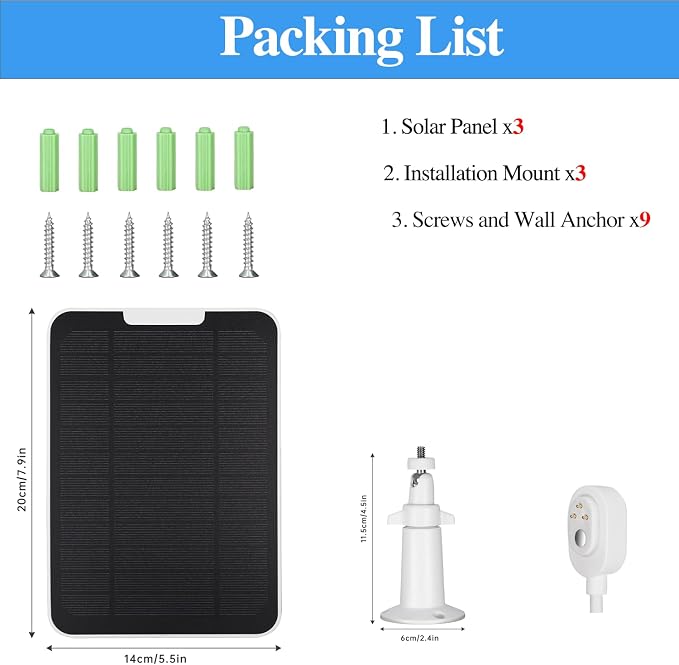 Upgrade 3 Pack 5W Solar Panel Charging Compatible