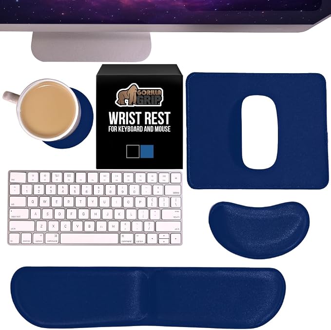 GORILLA GRIP Silky Gel Memory Foam Keyboard Wrist Rest and Mouse Pad