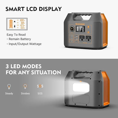 Enginstar Solar Generator, 296Wh Portable Power Station, 110V Pure Sine Wave