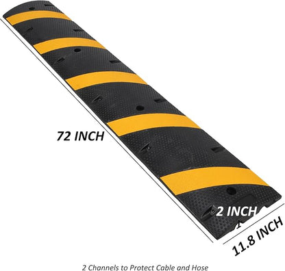 Heavy Duty Speed Bumps for Driveway, 2 Pack 6Ft Rubber Speed Bumps, 2 Channel