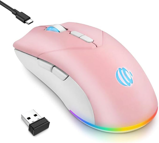 Wireless Bluetooth Mouse, 2.4G and Bluetooth 5.2 Ergonomic Rechargeable USB