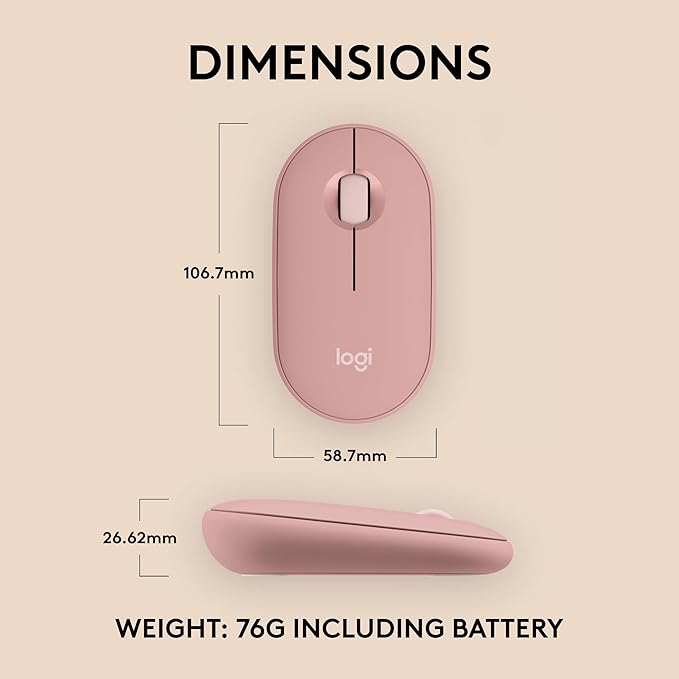 Logitech Pebble Mouse 2 M350s Slim Bluetooth Wireless Mouse, Lightweight