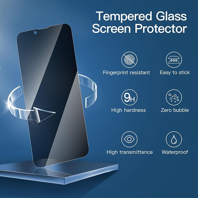 NEW'C 3 Pack Privacy for iPhone 13 Mini Screen Protector, Enhanced 28-Degree