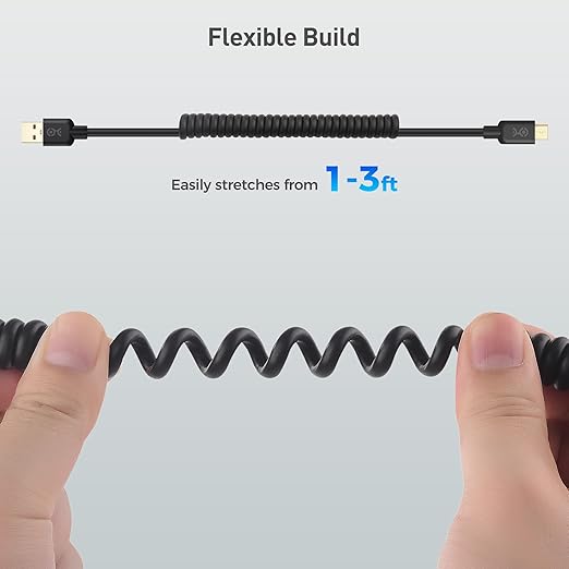 Cable Matters 2-Pack Coiled USB Cable 2-4 Feet