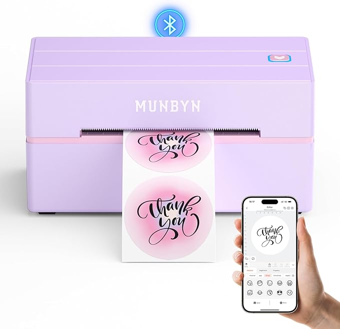 MUNBYN Bluetooth Thermal Label Printer, 130B Wireless 4x6 Shipping Label Printer
