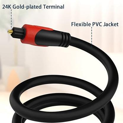 3FT Optical Audio Cable, Digital Audio Fiber Optic Cable Toslink, Flexible