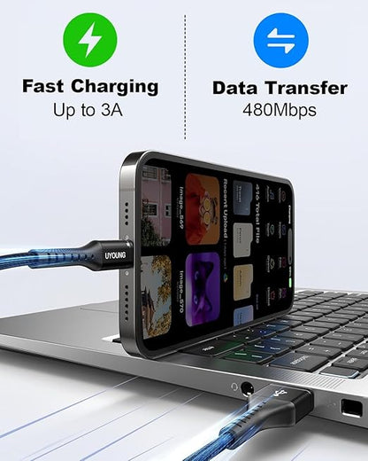 Multi Charging Cable 2Pack 6FT, 3 in 1 Charger Cable Braided Universal Phone