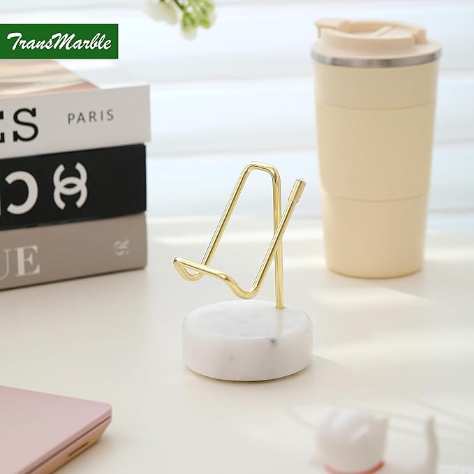 Marble Phone Stand with Metal Holder, Charging Available While Using, Swipe Up
