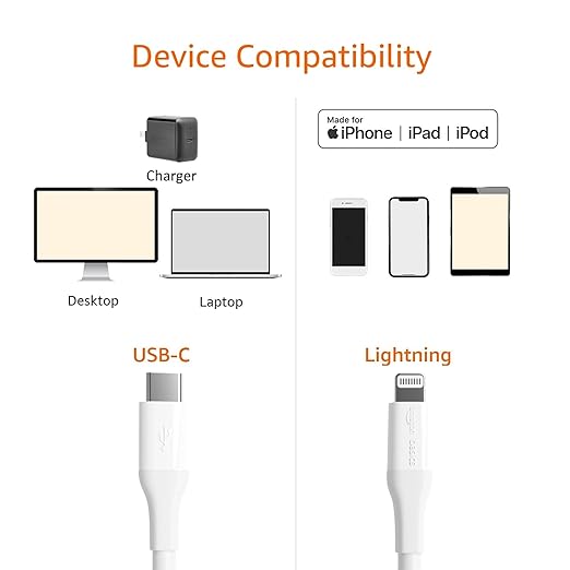 Amazon Basics MFi Certified USB-C to Lightning Fast Charging Cable