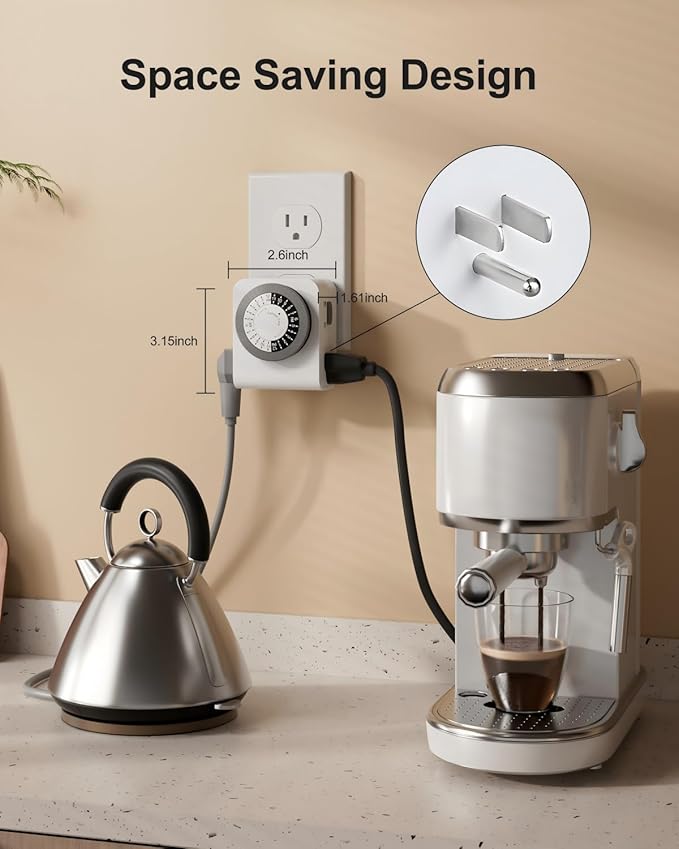 BN-LINK Timer Outlet with 2 Grounded Outlets, Mechanical Light Timers