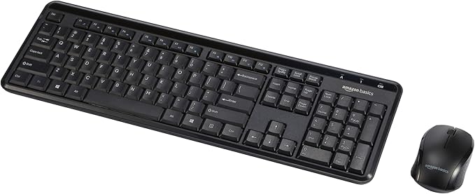Amazon Basics 2.4GHz Wireless Keyboard and Mouse Combo, Quiet and Compact US