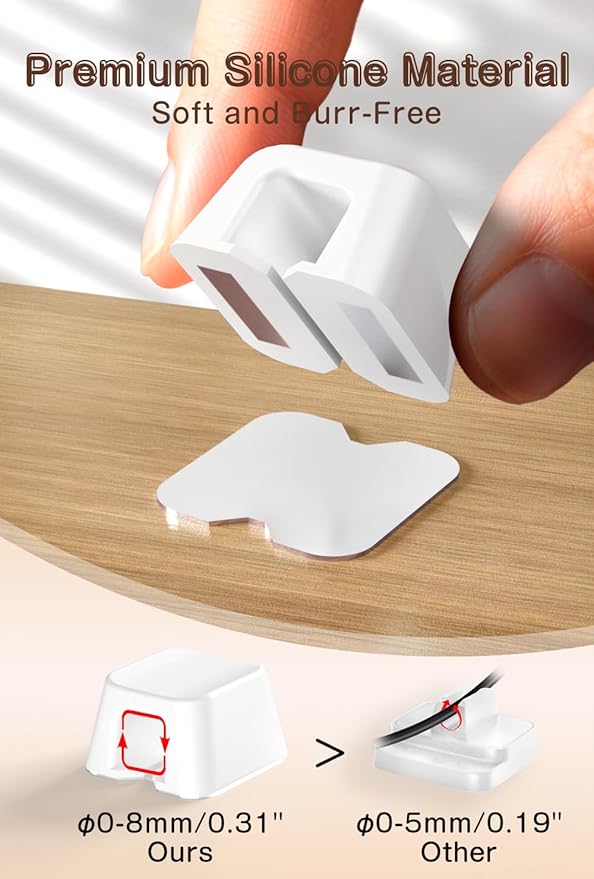 Maveek Magnetic Cable Clips, 5 Pack Square Cord Organizer