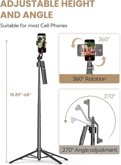 Auto Face Tracking Tripod for iPhone 360°Rotation, Selfie Stick for Android