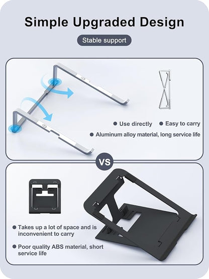 Laptop Stand for Desk, Aluminum Computer Stand for Laptop, Foldable Laptop Riser