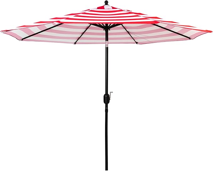Sunnyglade 9' Patio Umbrella Outdoor Table Umbrella with 8 Sturdy Ribs (Red and White)